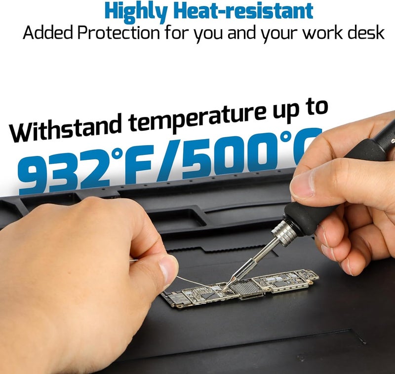 WeP M170 Silicone Soldering Mat 17.3x12.2 inches Heat-resistant with 8 Function Zones, Magnetic Mat/Soldering Mat for, electronics repair, DIY Projects - Image 3